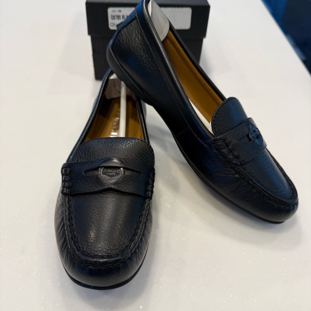 Coach Women’s Black Penny Loafers Pebble Grain Leather 6.5B NEW in BOX - Picture 3 of 9